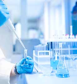 Test tubes in clinic, pharmacy and medical research laboratory w